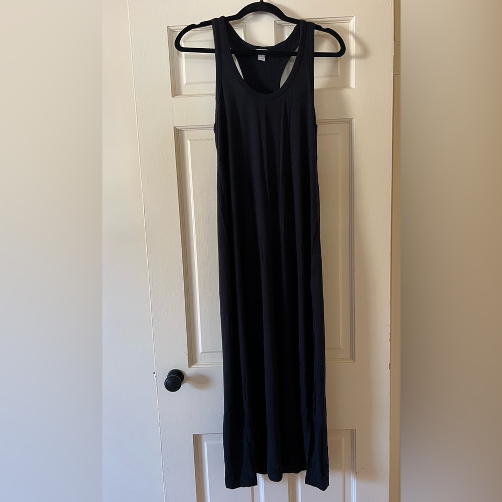 JCrew- maxi tank dress, black, side slit
